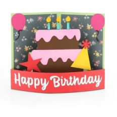 A2 Curved Pop Up Card Happy Birthday