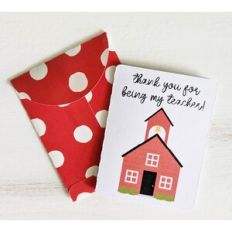school house teacher thank you card and envelope