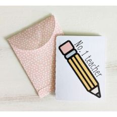 number 1 teacher card and envelope