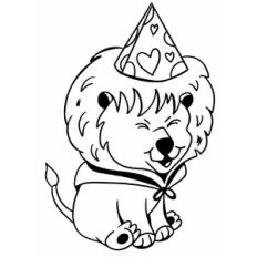 Cute Cartoon Lion Partying
