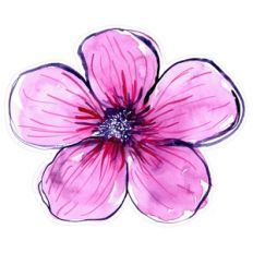 Magenta Abstract Watercolor Flower Print and Cut