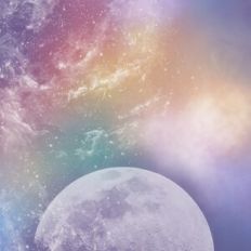Rainbow Heavenly Starlit Moon Sky Background Pattern