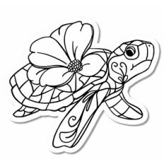 Cute Sea Turtle with Flower Print and Cut Design