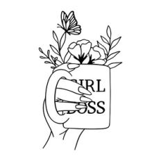 Girlboss mug with flowers
