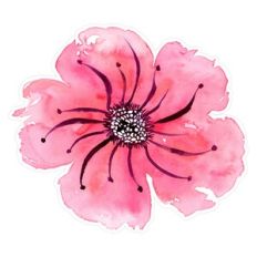 Soft Pink Abstract Watercolor Flower Print and cut