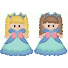 princesses blonde and brunette print and cut princess
