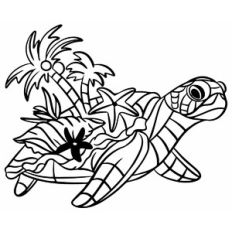 Turtle Summer Design with shells and tropical plants