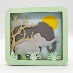 Elephant and Calf Shadow Box