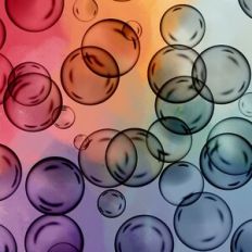 Dark Rainbow Ombre Bubbles Background Pattern