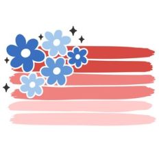 Retro Fourth of July Floral Flag