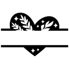 heart split monogram with a magical herbs and stars