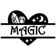 heart split monogram with a magical crystals and stars