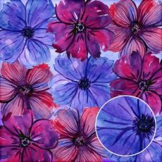 Blue Violet Red Floral Watercolor Background Pattern