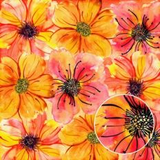 Yellow Pink Floral Watercolor Background Pattern