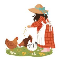 Girl Feeding Chickens