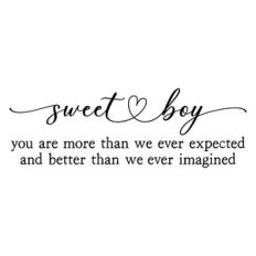 sweet boy you are more than we ever expected | nursery quote