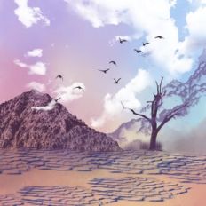 Pastel Rainbow Desert Landscape Background Pattern