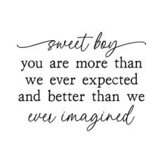 sweet boy you are more than we ever expected | nursery quote