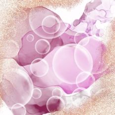 Pink Rose Alcohol Ink Bubbles with Gold Glitter Effect Background Patt