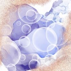 Lavender Alcohol Ink Bubbles with Gold Glitter Effect Background Patte