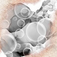 Monochrome Gray Alcohol Ink Bubbles with Gold Glitter Effect Backgroun