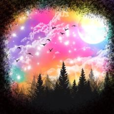 Rainbow Fantasy Forest Background Pattern