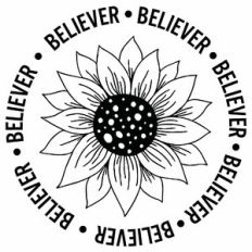 Believer Sunflower Word Quote Circle
