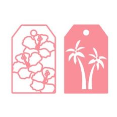 hibiscus and palm tree tags