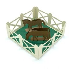 3d fence farm and horses