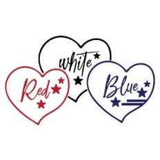 Red Blue White American Hearts