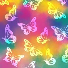 Rainbow Watercolour Butterflies Background Pattern