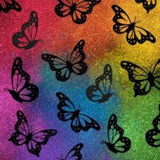 Rainbow Glitter Butterflies Background Pattern