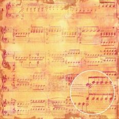 Yellow Burgundy Sheet Music Monoprint Background Pattern