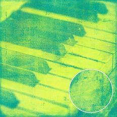 Yellow Teal Piano Music Monoprint Background Pattern