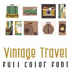 Vintage Travel Full Color Font