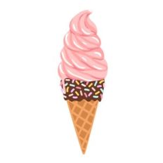 Strawberry Soft Serve Ice Cream Cone