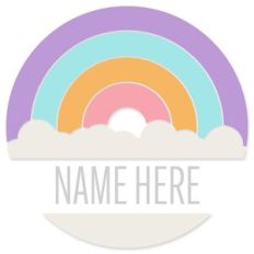 Round Rainbow and Cloud Name Frame
