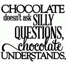 chocolate doesn't ask questions - chocolate understands - vinyl phrase