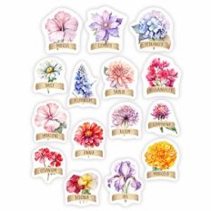 Summer Flowers Planner Sticker with Label and Name