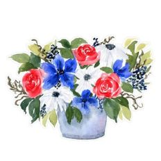 Red White and Blue Patriot Floral Bouquet in Bucket