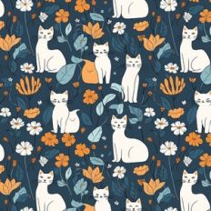 Cats And Flowers Printable Pattern