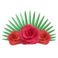 BERGONIA FLOWER WITH PLEATED PALM LEAF