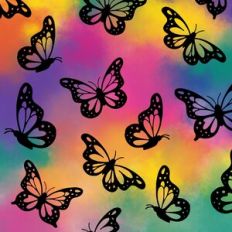Rainbow Watercolour Dark Butterflies Background Pattern