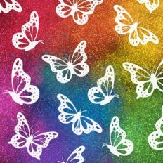 Rainbow Glitter Butterflies Background Pattern