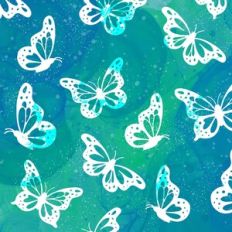 Teal Alcohol Ink Butterflies Background Pattern
