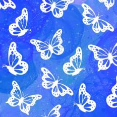 Blue Alcohol Ink Butterflies Background Pattern