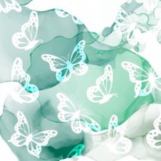 Green Alcohol Ink Butterflies Background Pattern