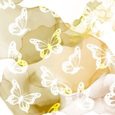 Yellow Alcohol Ink Butterflies Background Pattern