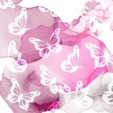 Pink Alcohol Ink Butterflies Background Pattern