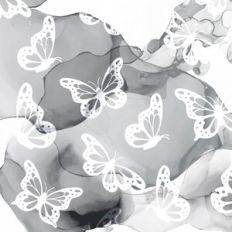 Gray Monochrome Alcohol Ink Butterflies Background Pattern